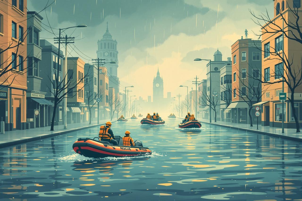 某地突发暴雨引发城市内涝，多方力量紧急救援